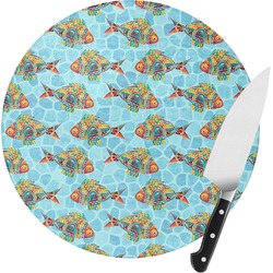 Mosaic Fish Round Glass Cutting Board - Medium