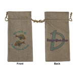 Mosaic Fish Large Burlap Gift Bag - Front & Back