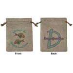 Mosaic Fish Medium Burlap Gift Bag - Front & Back