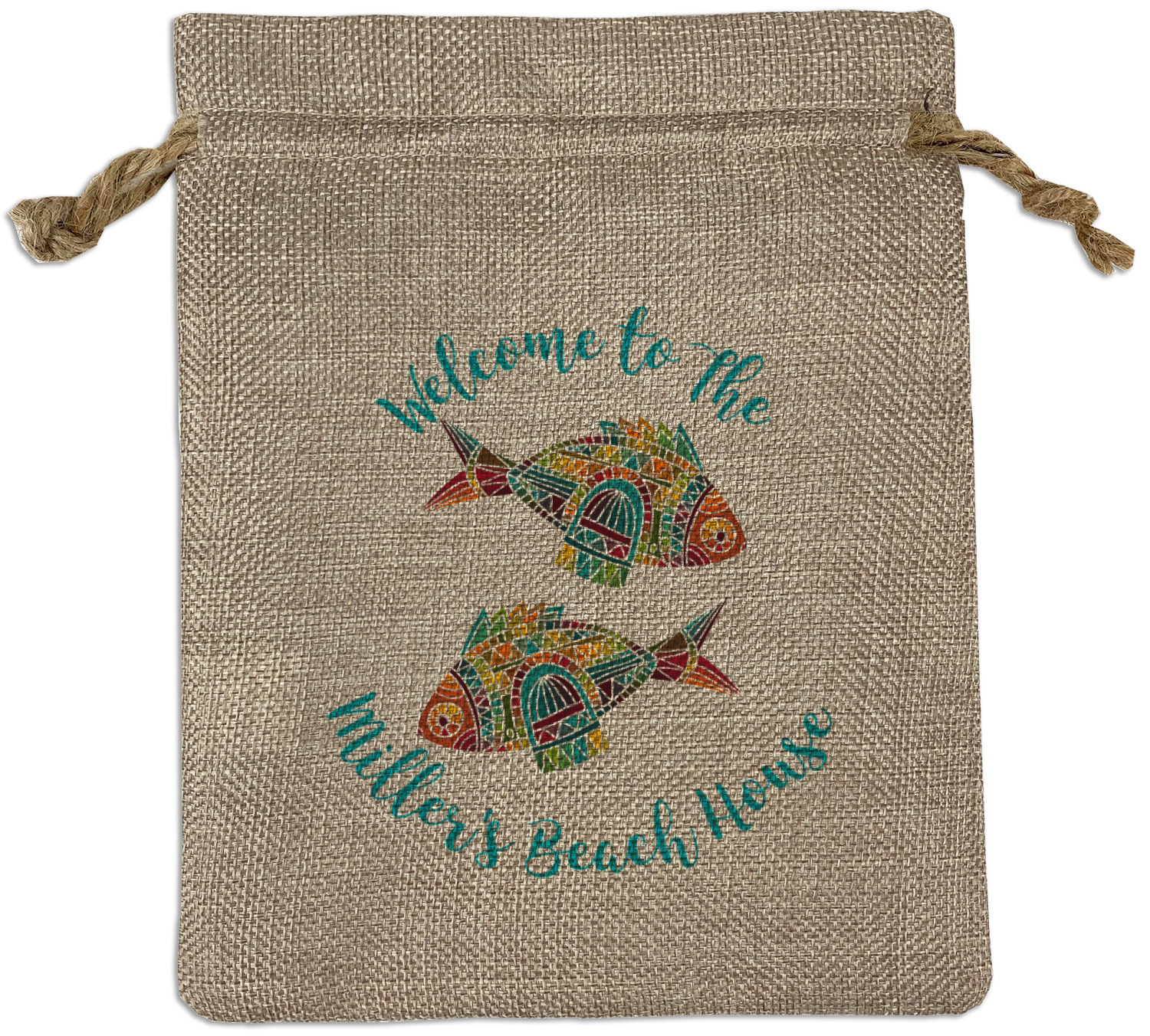Fish Design Custom Burlap Gift Bag