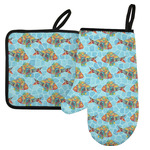 Mosaic Fish Left Oven Mitt & Pot Holder Set