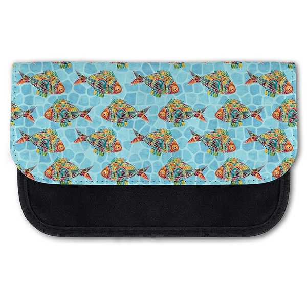 Custom Mosaic Fish Canvas Pencil Case