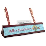 Mosaic Fish Red Mahogany Nameplate with Business Card Holder