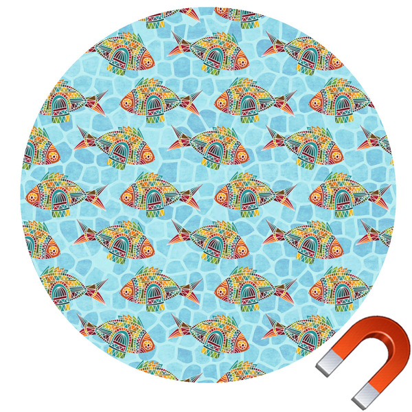 Custom Mosaic Fish Round Car Magnet - 10"