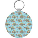 Mosaic Fish Round Plastic Keychain