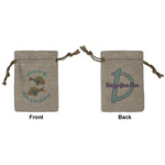 Mosaic Fish Small Burlap Gift Bag - Front & Back