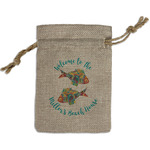 Mosaic Fish Small Burlap Gift Bag - Front