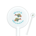 Mosaic Fish 5.5" Round Plastic Stir Sticks - White - Double Sided