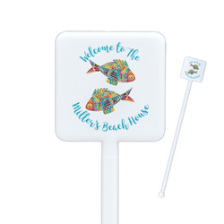 Mosaic Fish Square Plastic Stir Sticks - Double Sided