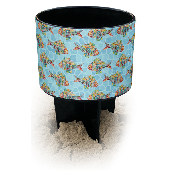 Custom Mosaic Fish Black Beach Spiker Drink Holder