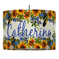 Sunflowers 16" Drum Pendant Lamp - Fabric (Personalized)