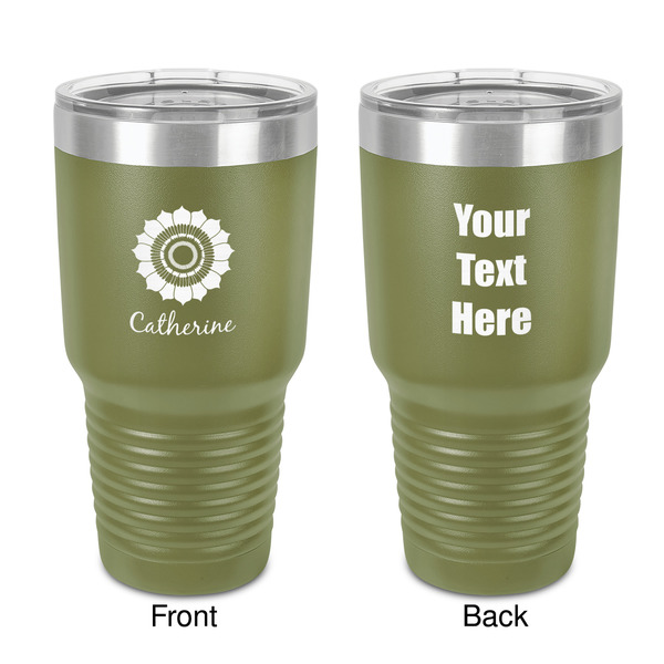 Custom Sunflowers 30 oz Stainless Steel Tumbler - Olive - Double-Sided (Personalized)