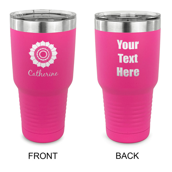 Custom Sunflowers 30 oz Stainless Steel Tumbler - Pink - Double Sided (Personalized)