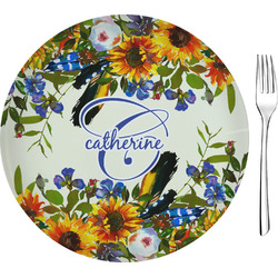 Sunflowers 8" Glass Appetizer / Dessert Plates - Single or Set (Personalized)