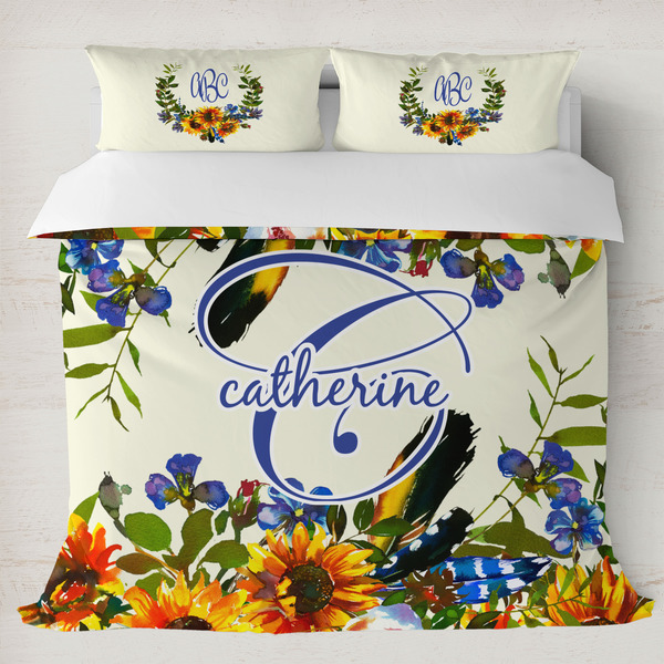 Custom Sunflowers Duvet Cover Set - King (Personalized)