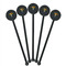 Sunflowers Black Plastic 5.5" Stir Stick - Round - Fan View