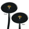 Sunflowers Black Plastic 7" Stir Stick - Double Sided - Oval - Front & Back