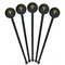 Sunflowers Black Plastic 7" Stir Stick - Round - Fan View