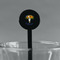 Sunflowers Black Plastic 7" Stir Stick - Round - Main