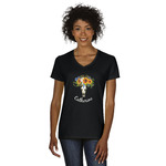 Sunflowers Women's V-Neck T-Shirt - Black - Medium (Personalized)