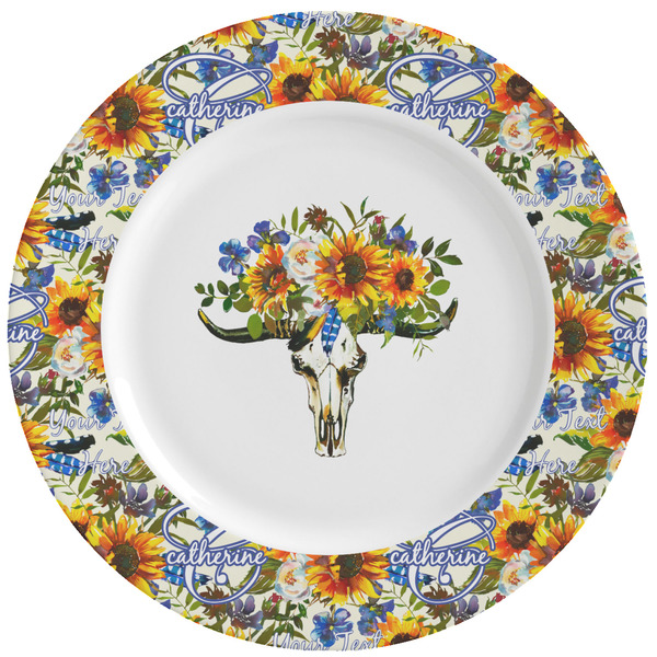 Custom Sunflowers Ceramic Dinner Plates (Set of 4) (Personalized)