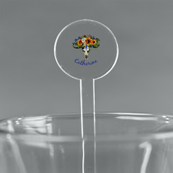 Sunflowers 7" Round Plastic Stir Sticks - Clear (Personalized)