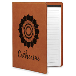 Sunflowers Leatherette Portfolio with Notepad - Large - Single Sided (Personalized)