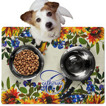 Sunflowers Dog Food Mat - Medium w/ Name and Initial