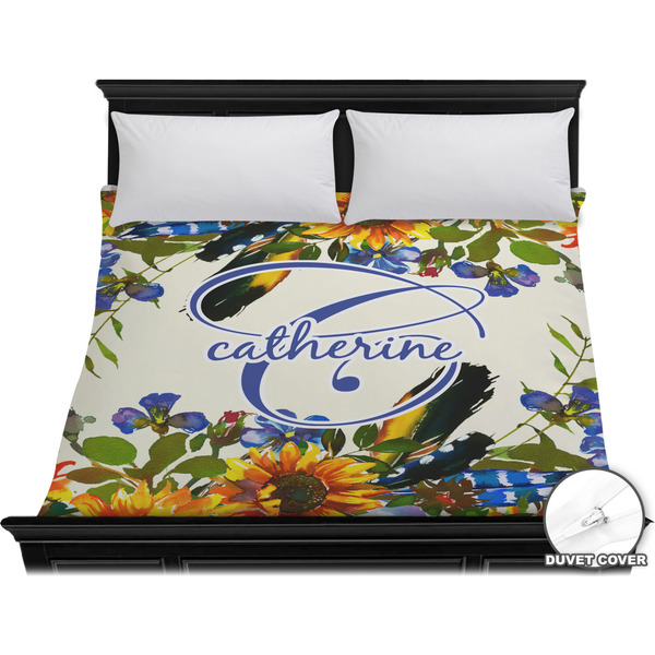 Custom Sunflowers Duvet Cover - King (Personalized)