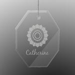 Sunflowers Engraved Glass Ornament - Octagon (Personalized)