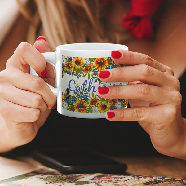 Custom Sunflowers Double Shot Espresso Cup - Single (Personalized)