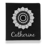 Sunflowers Leather Binder - 1" - Black (Personalized)