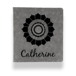 Sunflowers Leather Binder - 1" - Grey (Personalized)