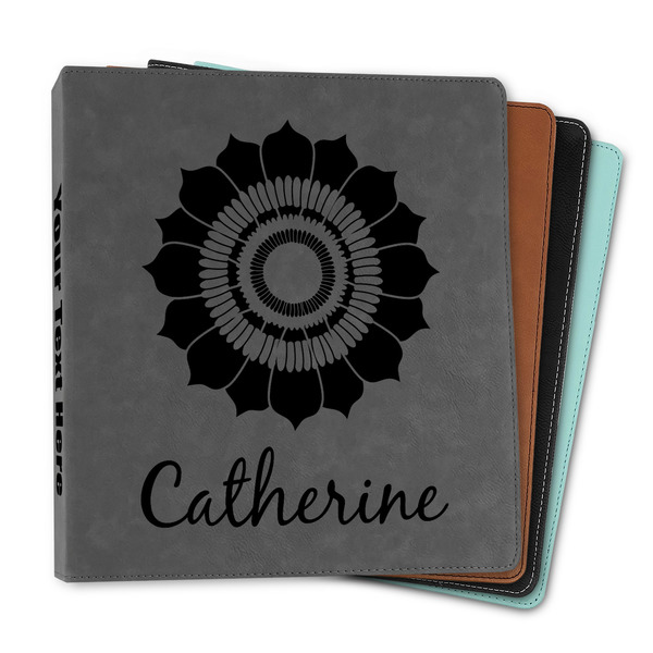 Custom Sunflowers Leather Binder - 1" (Personalized)