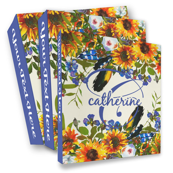 Custom Sunflowers 3 Ring Binder - Full Wrap (Personalized)