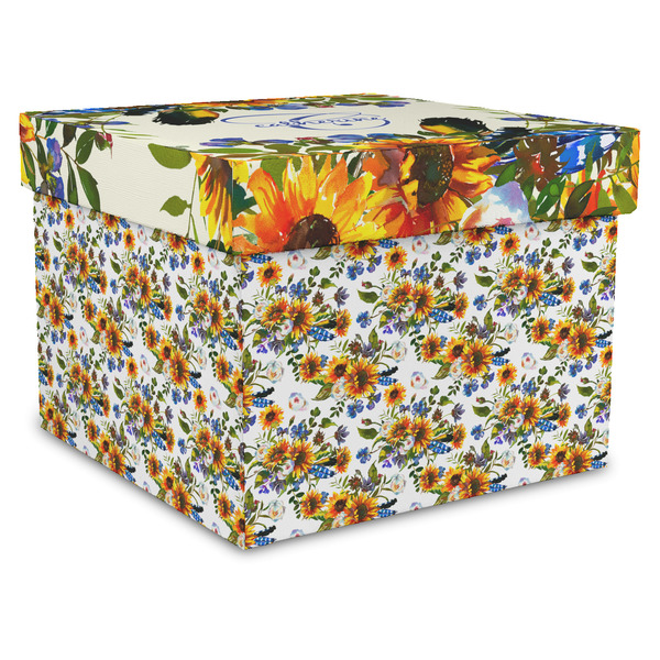 Custom Sunflowers Gift Box with Lid - Canvas Wrapped - X-Large (Personalized)