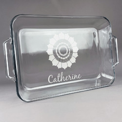 Sunflower Personalized Casserole Dish, Pyrex Baking Dish with Lid