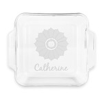 Sunflowers Glass Cake Dish with Truefit Lid - 8in x 8in (Personalized)