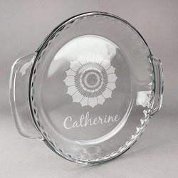 Sunflowers Glass Pie Dish - 9.5in Round (Personalized)