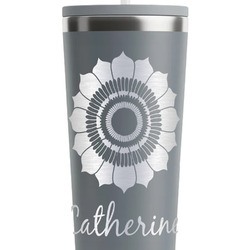 Sunflowers RTIC Everyday Tumbler with Straw - 28oz - Grey - Double-Sided (Personalized)