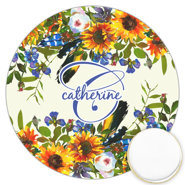 Custom Sunflowers Printed Cookie Topper - 3.25" (Personalized)