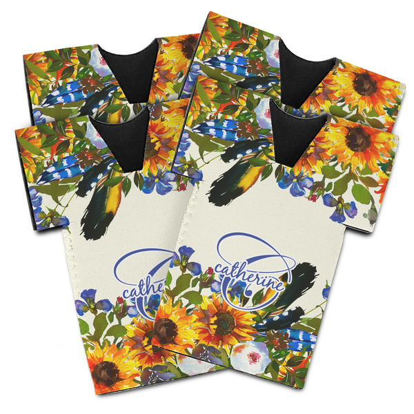 Custom Sunflowers Jersey Bottle Cooler - Set of 4 (Personalized)