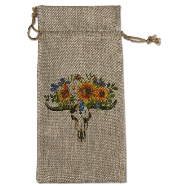 Custom Sunflowers Large Burlap Gift Bag - Front (Personalized)