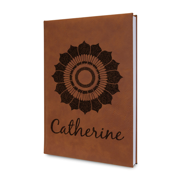 Custom Sunflowers Leather Sketchbook - Small - Double Sided (Personalized)