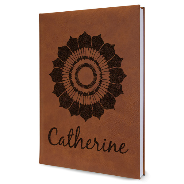 Custom Sunflowers Leatherette Journal - Large - Single Sided (Personalized)