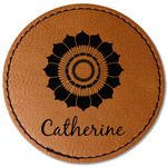 Sunflowers Faux Leather Iron On Patch - Round (Personalized)