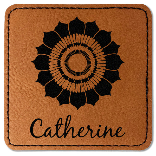 Custom Sunflowers Faux Leather Iron On Patch - Square (Personalized)