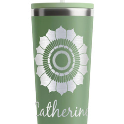 Sunflowers RTIC Everyday Tumbler with Straw - 28oz - Light Green - Double-Sided (Personalized)