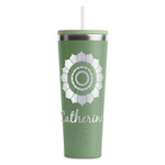 Sunflowers RTIC Everyday Tumbler with Straw - 28oz - Light Green - Single-Sided (Personalized)