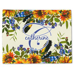 Sunflowers Single-Sided Linen Placemat - Single w/ Name and Initial